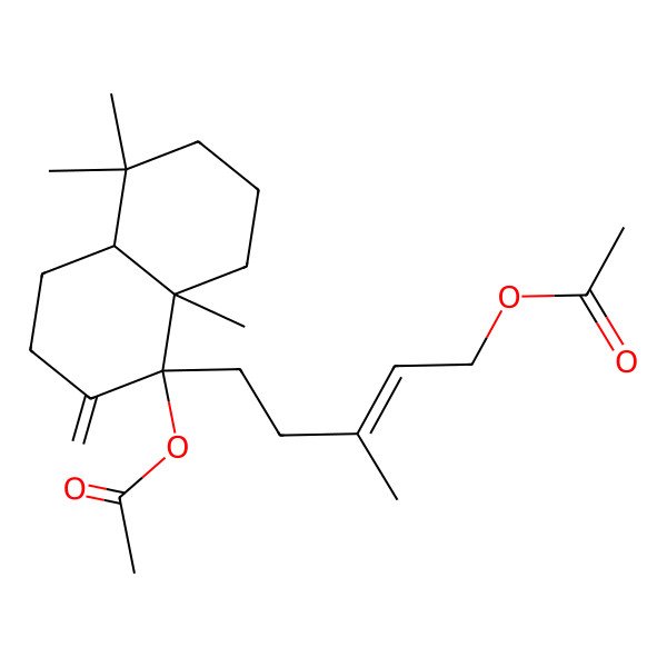 2D Structure of [5-(1-Acetyloxy-5,5,8a-trimethyl-2-methylidene-3,4,4a,6,7,8-hexahydronaphthalen-1-yl)-3-methylpent-2-enyl] acetate