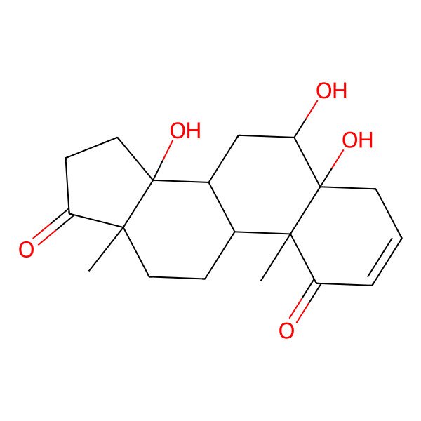 2D Structure of 5,6,14-trihydroxy-10,13-dimethyl-6,7,8,9,11,12,15,16-octahydro-4H-cyclopenta[a]phenanthrene-1,17-dione