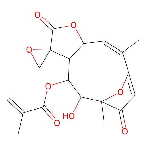 2D Structure of [(2Z,4S,7S,8S,9S,10R,11R)-10-hydroxy-2,11-dimethyl-6,12-dioxospiro[5,14-dioxatricyclo[9.2.1.04,8]tetradeca-1(13),2-diene-7,2'-oxirane]-9-yl] 2-methylprop-2-enoate