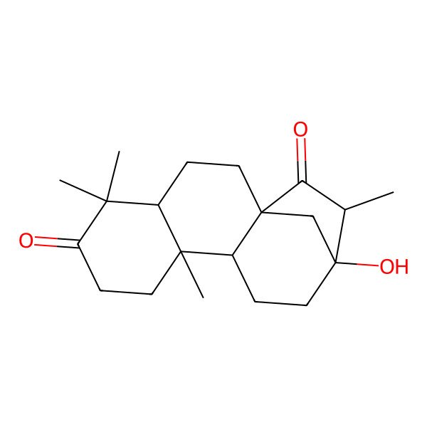 2D Structure of (1R,4S,9R,10S,13S,14R)-13-hydroxy-5,5,9,14-tetramethyltetracyclo[11.2.1.01,10.04,9]hexadecane-6,15-dione