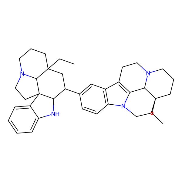 2D Structure of 15-Ethyl-5-(12-ethyl-8,16-diazapentacyclo[10.6.1.01,9.02,7.016,19]nonadeca-2,4,6-trien-10-yl)-1,11-diazapentacyclo[9.6.2.02,7.08,18.015,19]nonadeca-2(7),3,5,8(18)-tetraene