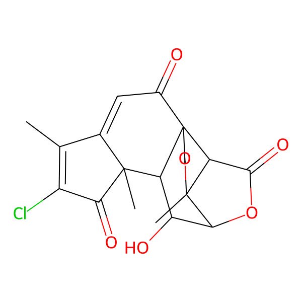 2D Structure of (1R,4S,5R,8S,9R,10R,11R)-13-chloro-9-hydroxy-4,11,14-trimethyl-3,7-dioxapentacyclo[8.7.0.01,5.04,8.011,15]heptadeca-13,15-diene-6,12,17-trione