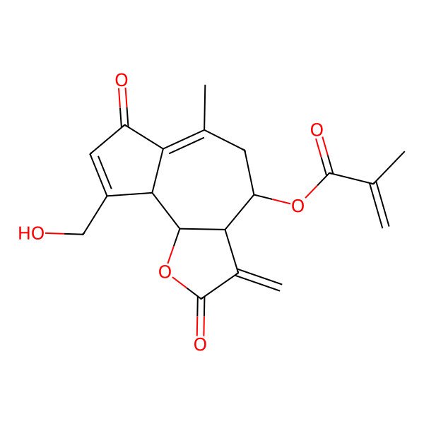 2D Structure of [(3aR,4S,9aS,9bR)-9-(hydroxymethyl)-6-methyl-3-methylidene-2,7-dioxo-4,5,9a,9b-tetrahydro-3aH-azuleno[4,5-b]furan-4-yl] 2-methylprop-2-enoate