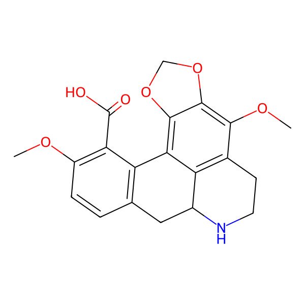 2D Structure of 7,17-Dimethoxy-3,5-dioxa-11-azapentacyclo[10.7.1.02,6.08,20.014,19]icosa-1,6,8(20),14(19),15,17-hexaene-18-carboxylic acid