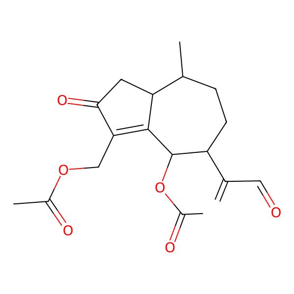 2D Structure of [(3aR,4R,7S,8R)-8-acetyloxy-4-methyl-2-oxo-7-(3-oxoprop-1-en-2-yl)-3a,4,5,6,7,8-hexahydro-3H-azulen-1-yl]methyl acetate