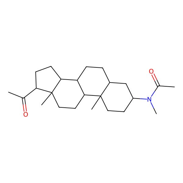 2D Structure of N-(17-acetyl-10,13-dimethyl-2,3,4,5,6,7,8,9,11,12,14,15,16,17-tetradecahydro-1H-cyclopenta[a]phenanthren-3-yl)-N-methylacetamide