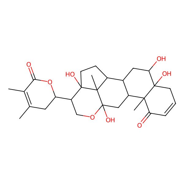 2D Structure of (1S,2S,4R,5R,10R,11S,13S,16R,17R,20S)-16-[(2R)-4,5-dimethyl-6-oxo-2,3-dihydropyran-2-yl]-4,5,13,17-tetrahydroxy-10,20-dimethyl-14-oxapentacyclo[11.6.1.02,11.05,10.017,20]icos-7-en-9-one