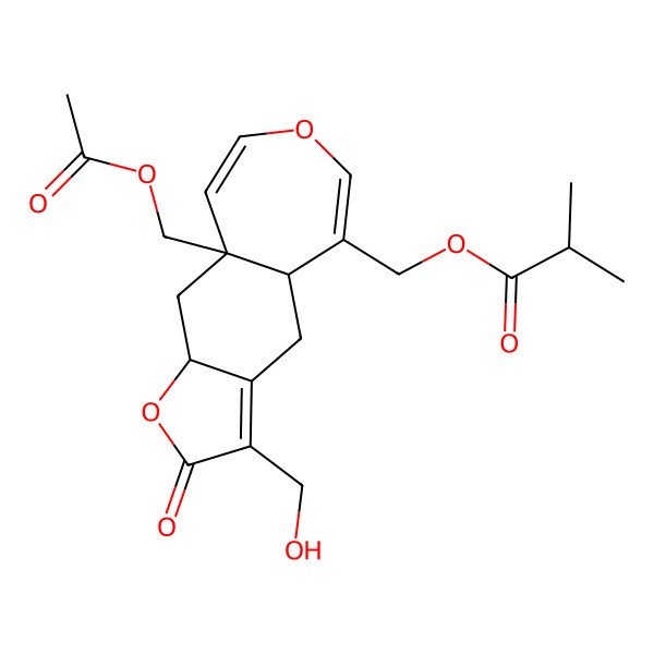 2D Structure of [9a-(Acetyloxymethyl)-3-(hydroxymethyl)-2-oxo-4,4a,10,10a-tetrahydrofuro[3,2-h][3]benzoxepin-5-yl]methyl 2-methylpropanoate