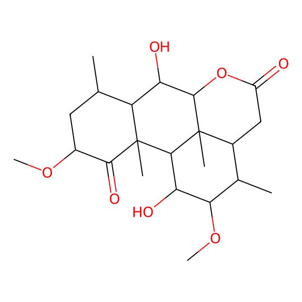 2D Structure of 8,16-Dihydroxy-4,15-dimethoxy-2,6,14,17-tetramethyl-10-oxatetracyclo[7.7.1.02,7.013,17]heptadecane-3,11-dione