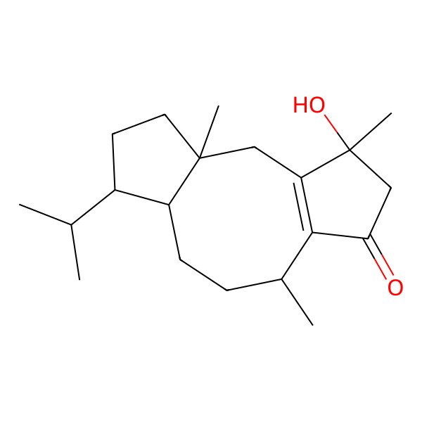 2D Structure of rel-(1R,4S,6aS,7R,9aR)-1-Hydroxy-7-isopropyl-1,4,9a-trimethyl-1,4,5,6,6a,7,8,9,9a,10-decahydro-2H-dicyclopenta[a,d]cycloocten-3-one