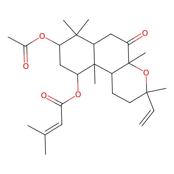2D Structure of (8-Acetyloxy-3-ethenyl-3,4a,7,7,10a-pentamethyl-5-oxo-1,2,6,6a,8,9,10,10b-octahydrobenzo[f]chromen-10-yl) 3-methylbut-2-enoate