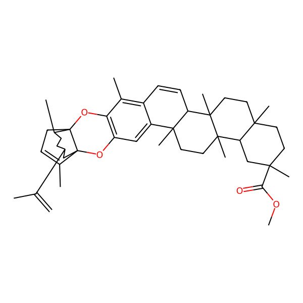2D Structure of methyl (1S,6R,9S,10R,12R,15S,18R,19S,26S,27S,30S)-6,9,12,15,18,23,27,32-octamethyl-30-prop-1-en-2-yl-2,25-dioxaoctacyclo[24.5.3.01,26.03,24.05,22.06,19.09,18.010,15]tetratriaconta-3(24),4,20,22,32-pentaene-12-carboxylate