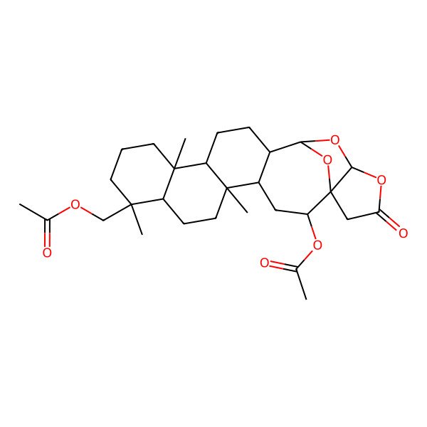 2D Structure of [(1S,2R,4R,5S,8R,9S,13R,14S,17S,18S,20S)-2-acetyloxy-5,9,13-trimethyl-22-oxo-19,21,24-trioxahexacyclo[16.5.1.01,20.04,17.05,14.08,13]tetracosan-9-yl]methyl acetate