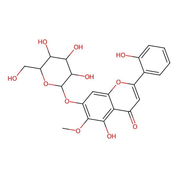 2D Structure of 5-hydroxy-2-(2-hydroxyphenyl)-6-methoxy-7-[(2S,3R,4S,5S,6R)-3,4,5-trihydroxy-6-(hydroxymethyl)oxan-2-yl]oxychromen-4-one