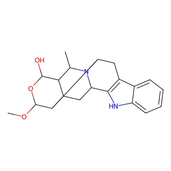 2D Structure of (2S,13S,15S,16R,17S,19S,20S,21R)-17-methoxy-21-methyl-18-oxa-1,11-diazahexacyclo[11.8.0.02,16.04,12.05,10.015,20]henicosa-4(12),5,7,9-tetraen-19-ol