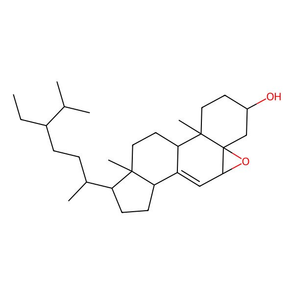 2D Structure of (1S,2R,5S,7R,9S,12R,15R,16R)-15-[(2R,5R)-5-ethyl-6-methylheptan-2-yl]-2,16-dimethyl-8-oxapentacyclo[9.7.0.02,7.07,9.012,16]octadec-10-en-5-ol