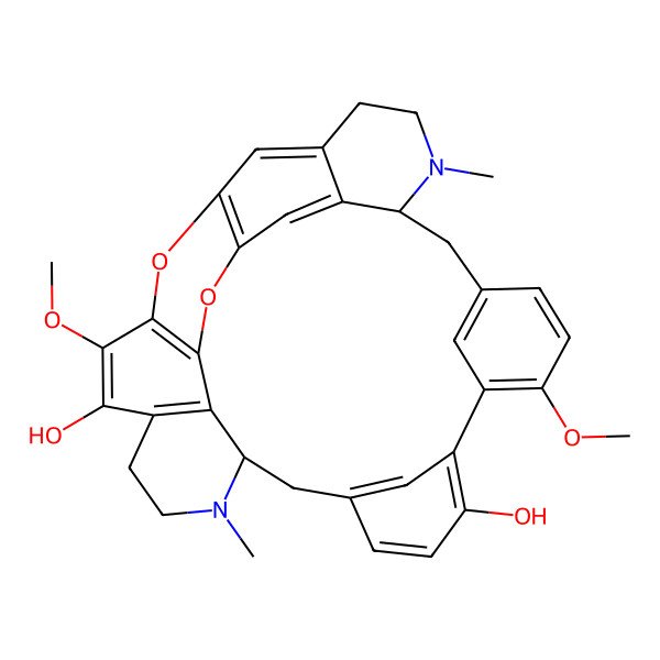 2D Structure of (8S,21S)-13,27-dimethoxy-7,22-dimethyl-29,31-dioxa-7,22-diazaoctacyclo[19.9.3.14,30.110,14.115,19.03,8.025,33.028,32]hexatriaconta-1(30),2,4(34),10(36),11,13,15,17,19(35),25(33),26,28(32)-dodecaene-16,26-diol