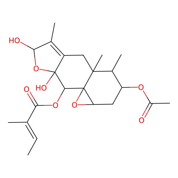 2D Structure of [(1S,2R,3R,5S,9R,10R,11S,13R)-11-acetyloxy-3,5-dihydroxy-6,9,10-trimethyl-4,14-dioxatetracyclo[7.5.0.01,13.03,7]tetradec-6-en-2-yl] (Z)-2-methylbut-2-enoate