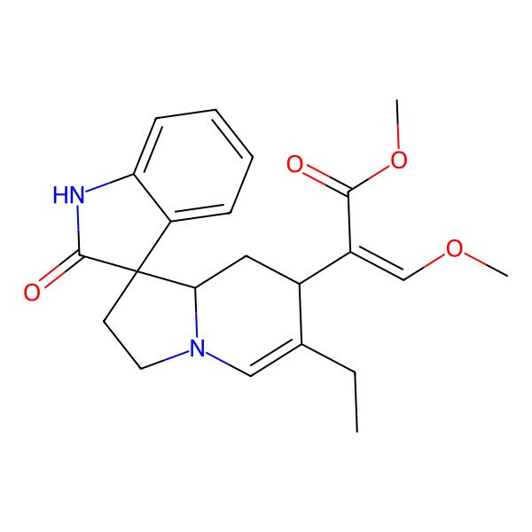 2D Structure of methyl 2-(6'-ethyl-2-oxospiro[1H-indole-3,1'-3,7,8,8a-tetrahydro-2H-indolizine]-7'-yl)-3-methoxyprop-2-enoate