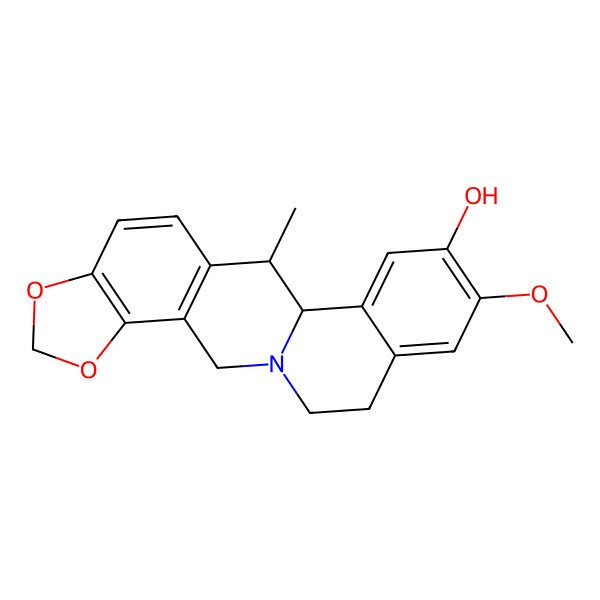 2D Structure of 17-Methoxy-12-methyl-5,7-dioxa-1-azapentacyclo[11.8.0.03,11.04,8.014,19]henicosa-3(11),4(8),9,14,16,18-hexaen-16-ol