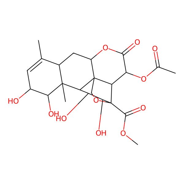 2D Structure of Methyl 3-acetyloxy-11,12,15,16-tetrahydroxy-9,13-dimethyl-4-oxo-5,18-dioxapentacyclo[12.5.0.01,6.02,17.08,13]nonadec-9-ene-17-carboxylate