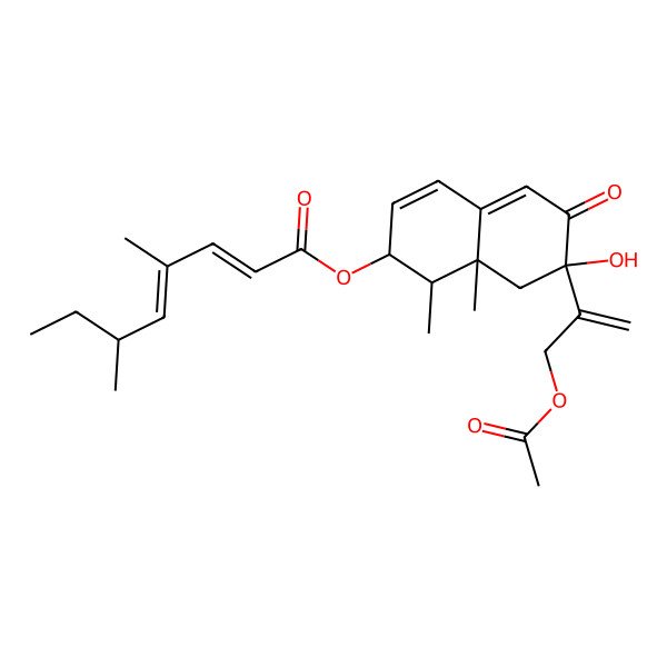 2D Structure of [7-(3-acetyloxyprop-1-en-2-yl)-7-hydroxy-1,8a-dimethyl-6-oxo-2,8-dihydro-1H-naphthalen-2-yl] 4,6-dimethylocta-2,4-dienoate