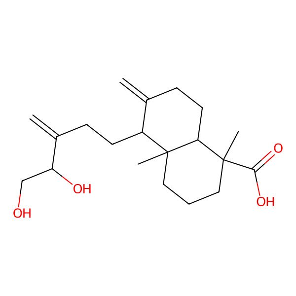 2D Structure of (1S,4aR,5S,8aS)-5-[(4S)-4,5-dihydroxy-3-methylidenepentyl]-1,4a-dimethyl-6-methylidene-3,4,5,7,8,8a-hexahydro-2H-naphthalene-1-carboxylic acid