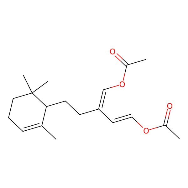 2D Structure of [(E,3E)-3-(acetyloxymethylidene)-5-[(1S)-2,6,6-trimethylcyclohex-2-en-1-yl]pent-1-enyl] acetate