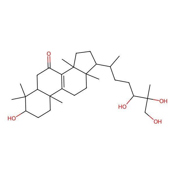 2D Structure of (3S,5S,10R,13S,14R,17R)-3-hydroxy-4,4,10,13,14-pentamethyl-17-[(2S,5S,6S)-5,6,7-trihydroxy-6-methylheptan-2-yl]-1,2,3,5,6,11,12,15,16,17-decahydrocyclopenta[a]phenanthren-7-one