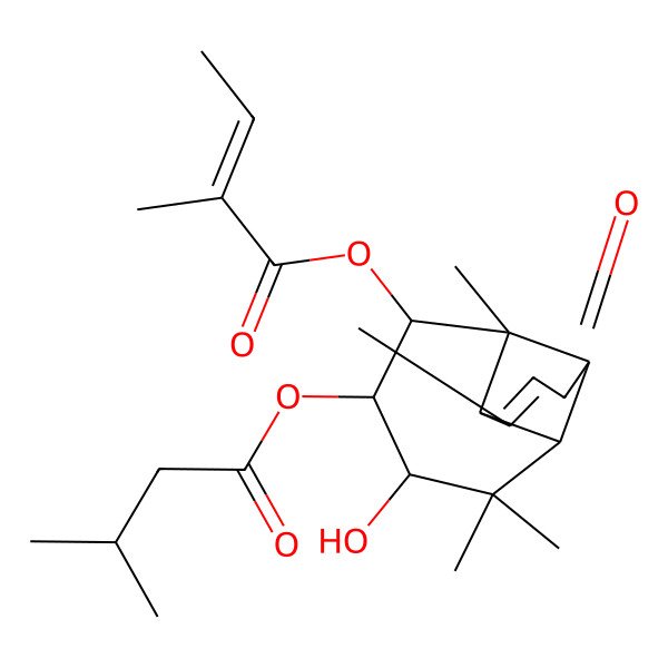 2D Structure of [5-Hydroxy-2,6,6,9-tetramethyl-4-(3-methylbutanoyloxy)-11-oxo-3-tricyclo[5.4.0.02,8]undec-9-enyl] 2-methylbut-2-enoate