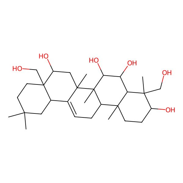 2D Structure of 4,8a-Bis(hydroxymethyl)-4,6a,6b,11,11,14b-hexamethyl-1,2,3,4a,5,6,7,8,9,10,12,12a,14,14a-tetradecahydropicene-3,5,6,8-tetrol