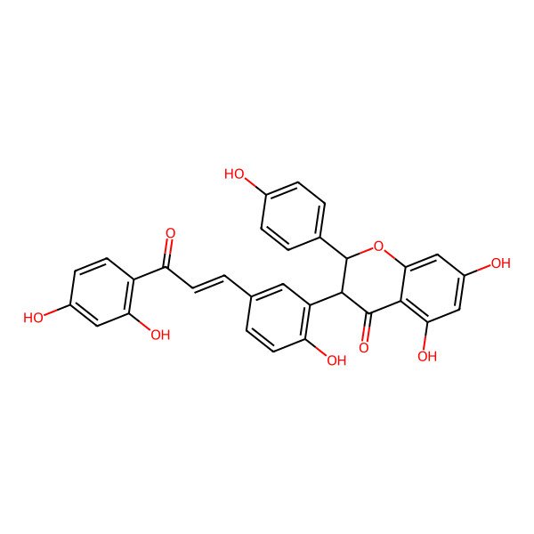 2D Structure of 3-[5-[3-(2,4-Dihydroxyphenyl)-3-oxoprop-1-enyl]-2-hydroxyphenyl]-5,7-dihydroxy-2-(4-hydroxyphenyl)-2,3-dihydrochromen-4-one
