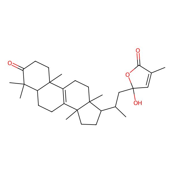 2D Structure of (5S)-5-hydroxy-3-methyl-5-[(2R)-2-[(5R,10S,13R,14R,17R)-4,4,10,13,14-pentamethyl-3-oxo-1,2,5,6,7,11,12,15,16,17-decahydrocyclopenta[a]phenanthren-17-yl]propyl]furan-2-one