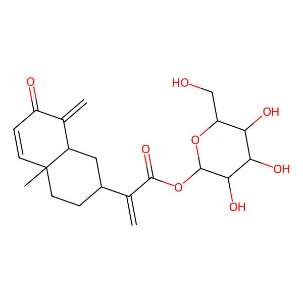 2D Structure of [(2S,3R,4S,5S,6R)-3,4,5-trihydroxy-6-(hydroxymethyl)oxan-2-yl] 2-[(2R,4aS,8aR)-4a-methyl-8-methylidene-7-oxo-2,3,4,8a-tetrahydro-1H-naphthalen-2-yl]prop-2-enoate