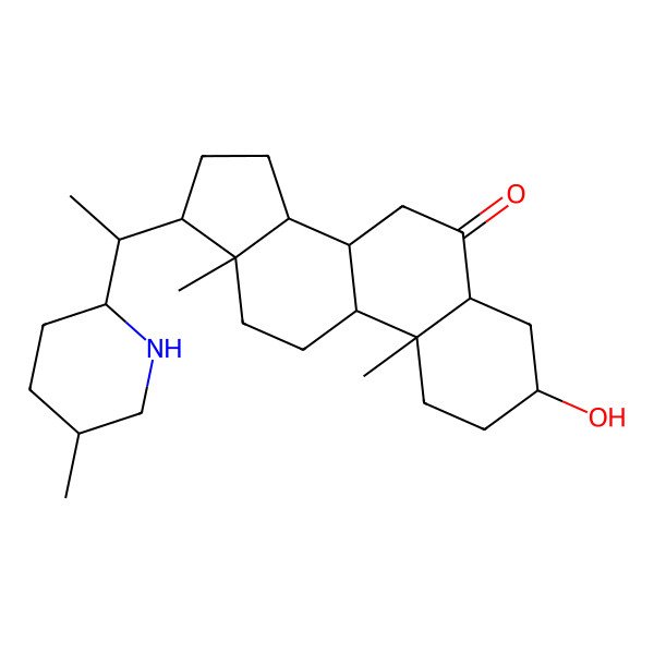 2D Structure of (3S,5S,8S,9S,10R,13R,14S,17R)-3-hydroxy-10,13-dimethyl-17-[(1S)-1-[(2R,5S)-5-methylpiperidin-2-yl]ethyl]-1,2,3,4,5,7,8,9,11,12,14,15,16,17-tetradecahydrocyclopenta[a]phenanthren-6-one