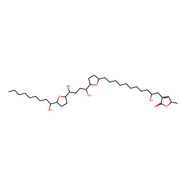 2D Structure of 4-[11-[5-[1,4-dihydroxy-4-[5-(1-hydroxynonyl)oxolan-2-yl]butyl]oxolan-2-yl]-2-hydroxyundecyl]-2-methyl-2H-furan-5-one