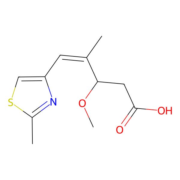 2D Structure of (E)-3-methoxy-4-methyl-5-(2-methyl-1,3-thiazol-4-yl)pent-4-enoic Acid