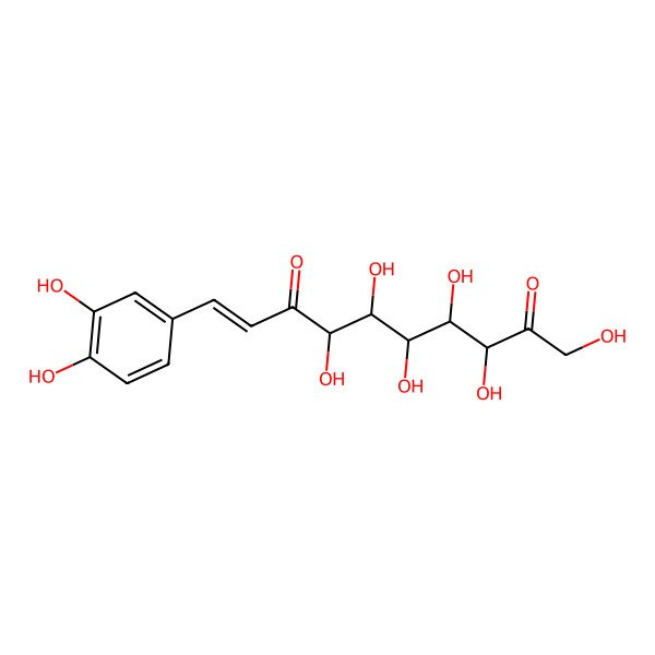 2D Structure of (E,3S,4R,5R,6S)-10-(3,4-dihydroxyphenyl)-1,3,4,5,6,7-hexahydroxydec-9-ene-2,8-dione