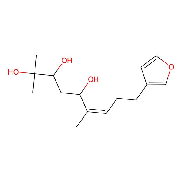 2D Structure of (E,3S,5R)-9-(furan-3-yl)-2,6-dimethylnon-6-ene-2,3,5-triol