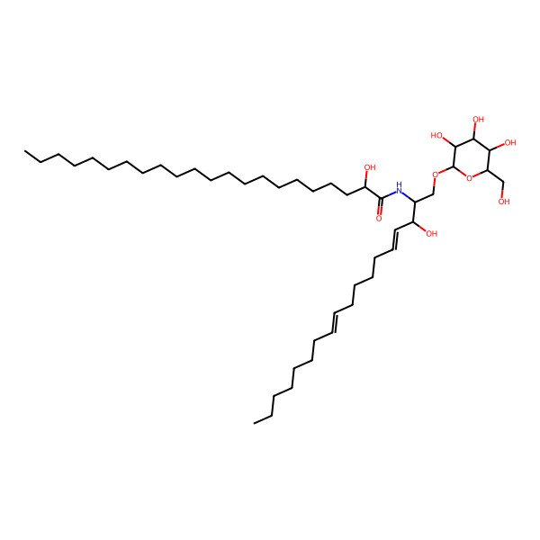 2D Structure of (2R)-2-hydroxy-N-[(2S,3R,4E,10E)-3-hydroxy-1-[(2R,3R,4S,5S,6R)-3,4,5-trihydroxy-6-(hydroxymethyl)oxan-2-yl]oxyoctadeca-4,10-dien-2-yl]docosanamide