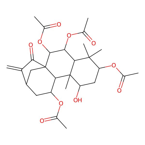 2D Structure of (2,3,6-Triacetyloxy-8-hydroxy-5,5,9-trimethyl-14-methylidene-15-oxo-11-tetracyclo[11.2.1.01,10.04,9]hexadecanyl) acetate