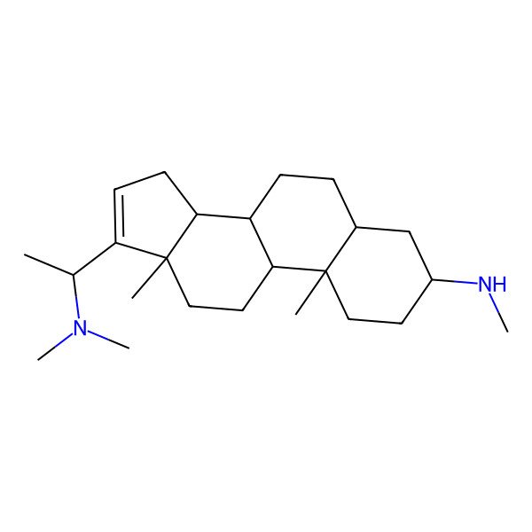 2D Structure of 17-[1-(dimethylamino)ethyl]-N,10,13-trimethyl-2,3,4,5,6,7,8,9,11,12,14,15-dodecahydro-1H-cyclopenta[a]phenanthren-3-amine