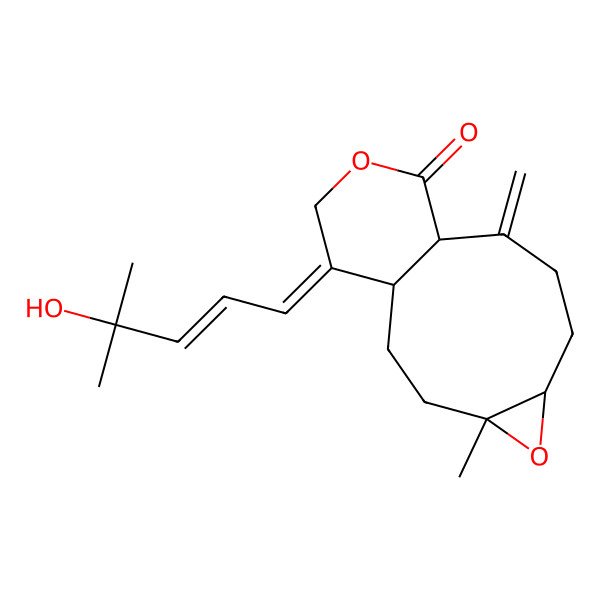 2D Structure of 14-(4-Hydroxy-4-methylpent-2-enylidene)-4-methyl-9-methylidene-5,12-dioxatricyclo[8.4.0.04,6]tetradecan-11-one