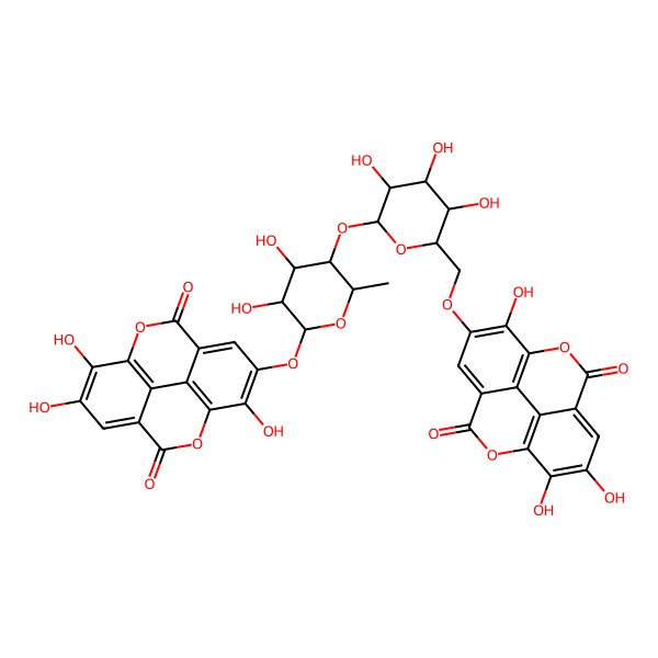 2D Structure of 6-[[6-[4,5-Dihydroxy-2-methyl-6-[(7,13,14-trihydroxy-3,10-dioxo-2,9-dioxatetracyclo[6.6.2.04,16.011,15]hexadeca-1(15),4,6,8(16),11,13-hexaen-6-yl)oxy]oxan-3-yl]oxy-3,4,5-trihydroxyoxan-2-yl]methoxy]-7,13,14-trihydroxy-2,9-dioxatetracyclo[6.6.2.04,16.011,15]hexadeca-1(15),4,6,8(16),11,13-hexaene-3,10-dione