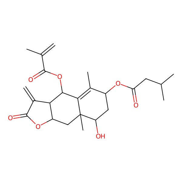 2D Structure of [8-hydroxy-5,8a-dimethyl-3-methylidene-4-(2-methylprop-2-enoyloxy)-2-oxo-4,6,7,8,9,9a-hexahydro-3aH-benzo[f][1]benzofuran-6-yl] 3-methylbutanoate