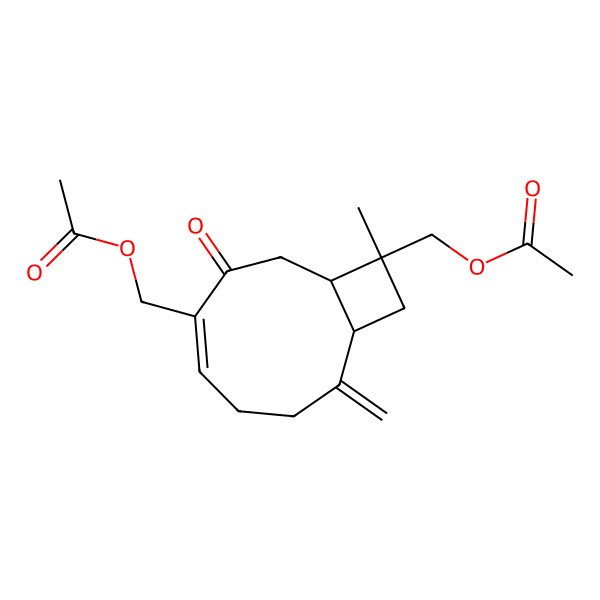 2D Structure of [(1R,4Z,9R,11S)-11-(acetyloxymethyl)-11-methyl-8-methylidene-3-oxo-4-bicyclo[7.2.0]undec-4-enyl]methyl acetate