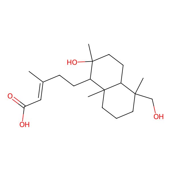 2D Structure of (2E)-5-[(1R,2R,4aR,5R,8aS)-2-hydroxy-5-(hydroxymethyl)-2,5,8a-trimethyldecahydronaphthalen-1-yl]-3-methylpent-2-enoic acid