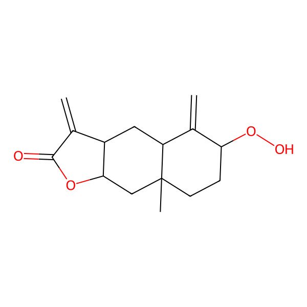 2D Structure of (3aR,4aR,6R,8aR,9aR)-6-hydroperoxy-8a-methyl-3,5-dimethylidene-3a,4,4a,6,7,8,9,9a-octahydrobenzo[f][1]benzofuran-2-one