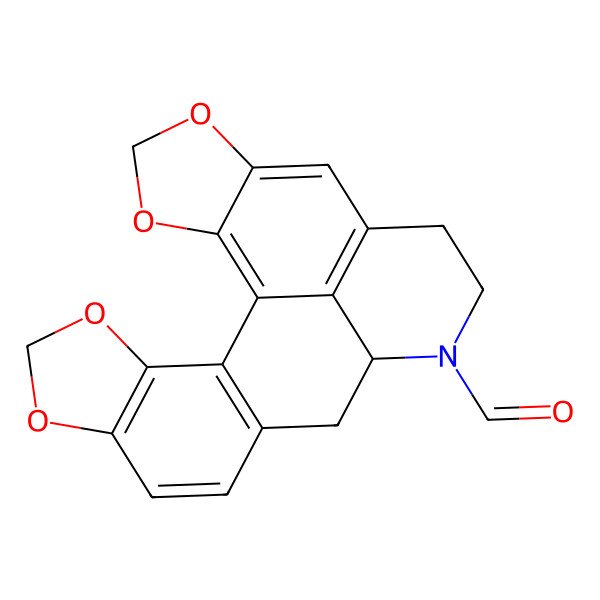 2D Structure of (12S)-4,6,19,21-tetraoxa-13-azahexacyclo[10.10.1.02,10.03,7.016,23.018,22]tricosa-1(23),2(10),3(7),8,16,18(22)-hexaene-13-carbaldehyde