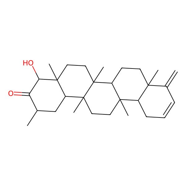 2D Structure of (2R,4S,4aR,6aR,6aR,6bR,8aS,12aS,14aR,14bR)-4-hydroxy-2,4a,6a,6a,8a,14a-hexamethyl-9-methylidene-2,4,5,6,6b,7,8,12,12a,13,14,14b-dodecahydro-1H-picen-3-one 2D Structure of (2R,4S,4aR,6aR,6aR,6bR,8aS,12aS,14aR,14bR)-4-hydroxy-2,4a,6a,6a,8a,14a-hexamethyl-9-methylidene-2,4,5,6,6b,7,8,12,12a,13,14,14b-dodecahydro-1H-picen-3-one